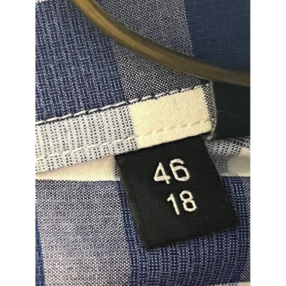 Boss Plaid Shirt 18 Blue Slim Fit Preppy Checks Workwear Coastal Resort Nautical - Picture 3 of 12